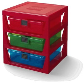 Organizator pentru depozitare cu 3 sertare LEGO®, roșu
