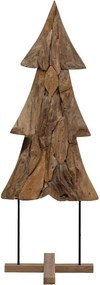 vidaXL Brad de Crăciun cu suport Maro 90 cm Lemn masiv de tec
