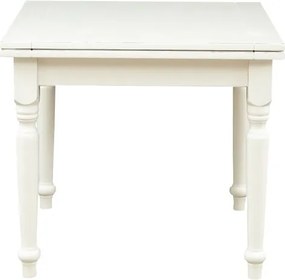 Masa pliabila, L90(180) 90 H80 cm, culoare alb antic, Lemn masiv