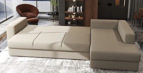 Colțar extensibil dumonde cu ladă de depozitare si sezut confortabil din spuma high-density, Gloria Enjoy Camel II 320x183 cm