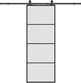 vidaXL Ușă glisantă cu set de feronerie neagră 76x205 cm Sticlă ESG