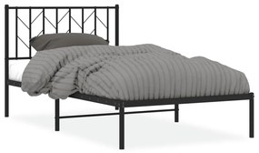 374431 vidaXL Cadru de pat metalic cu tăblie, negru, 100x190 cm
