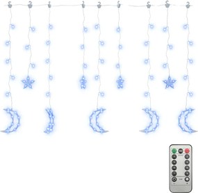vidaXL Lumini lună și stele, 138 LED-uri, albastru, cu telecomandă