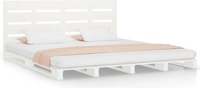 vidaXL Cadru de pat fără saltea, alb, 140x190 cm, lemn masiv de pin