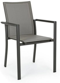 Scaun metalic, cu brate, antracit, Konnor, Bizzotto