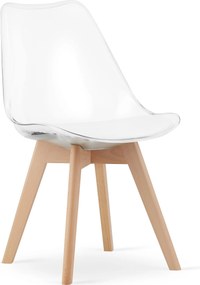 OFERTA Scaun transparent BALI MARK cu picioare din lemn de fag calitatea II.