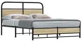 vidaXL Cadru de pat fără saltea 140x190 cm Lemn derivat stejar Sonoma