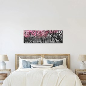 Tablou copacului magnolie (cu ceas) (90x30 cm)
