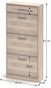 Pantofar 3 compartimente cu sertar, stejar sonoma, NOKO-SINGA 311
