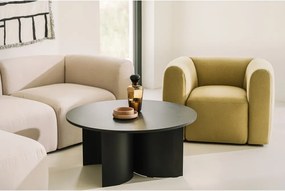 Măsuță de cafea neagră rotundă cu blat cu aspect de lemn de frasin ø 95 cm Gavo – noo.ma