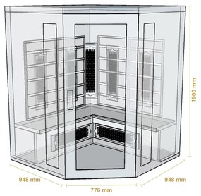 Infračervená sauna/tepelná kabína Nyborg E150K s keramikou, panelovým radiátorom a drevom Hemlock