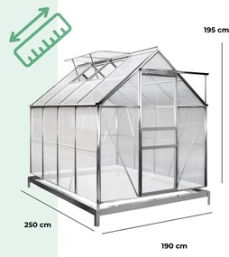 Sera de grădină din policarbonat cu bază M4, 250x190x195cm, transparent Gardebruk