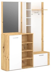 Panou pentru hol cu oglindă KEVIN, maro/alb