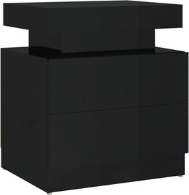 vidaXL Noptieră, negru extralucios, 45x35x52 cm, lemn prelucrat