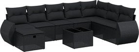 vidaXL Set mobilier de grădină cu perne, 9 piese, negru, poliratan