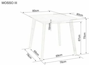 Masa de dining cu blat in decor stejar MOSSO III 80x80