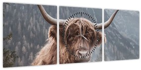 Tablou - Vaca Highlander (cu ceas) (90x30 cm)