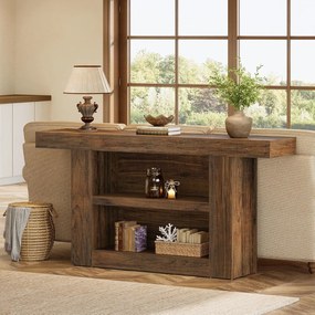 MAM26 - Masa Consola, 160 cm, masuta hol cu 2 rafturi, living, dining, dormitor - Maro