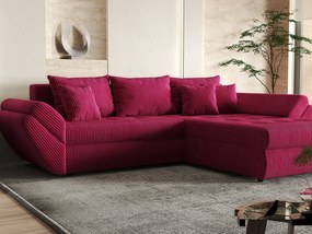Colțar extensibil dumonde cu ladă de depozitare si sezut confortabil din spuma high-density, Loana Zoom Red II 270x185 cm