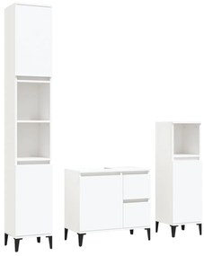 3185543 vidaXL Set dulapuri de baie, 3 piese, alb, lemn prelucrat