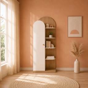 Biblioteca Louis cu 1 usa si 4 rafturi , design scandinav, 70x35x174 cm