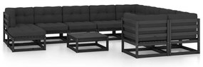 vidaXL Set mobilier grădină cu perne, 11 piese, lemn masiv de pin