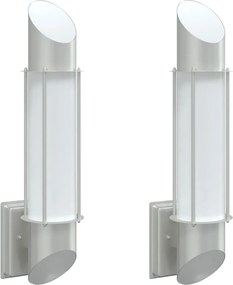 vidaXL Corpuri de iluminat exterior de perete 2 buc argintiu oțel inox