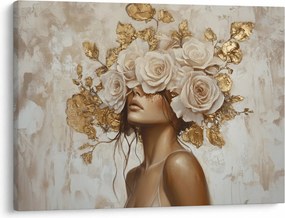 Tablou - Fată cu Trandafiri (70x50 cm)