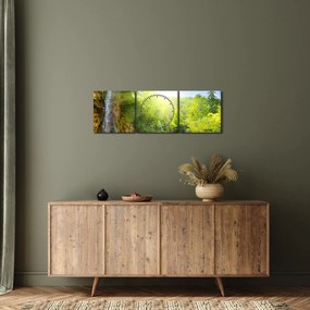 Tablou - cascadele în djunglă (cu ceas) (90x30 cm)