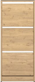 Pantofar Adore Compact Plus, 12 Perechi, 3 Compartimente, Alb - Stejar - Mov, 51x119x26 cm
