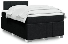 vidaXL Pat box spring cu saltea, negru, 120x190 cm, catifea