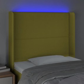 Tablie de pat cu LED, verde, 93x16x118 128 cm, textil 1, Verde, 93 x 16 x 118 128 cm