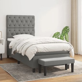 vidaXL Pat box spring cu saltea, gri închis, 80x200 cm, textil