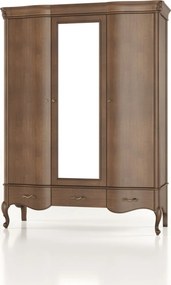 Dulap lemn masiv Celisea 3 Uși cu Oglindă, 160 × 53 × 220 cm - Ivoire