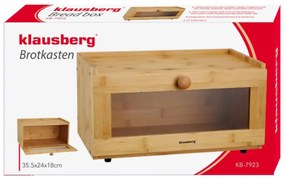 Cutie pentru pâine din bambus cu front acrilic, 35.5×24×18 cm, Klausberg KB-7923