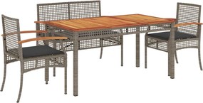 vidaXL Set mobilier de grădină cu perne, 4 piese, gri, poliratan