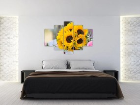 Tablou cu buchetul miresii de floarea soarelui (150x105 cm)