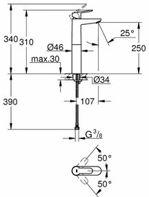 Baterie lavoar inalta Grohe BauEdge XL crom lucios