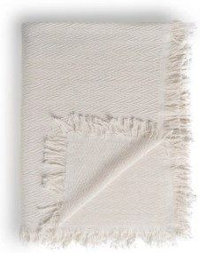 Cuvertură crem din bumbac reciclat 180x260 cm Spike – Ixia