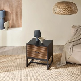 NON18 - Set 2x Noptiere cu 2 sertare si Fronturi riflate - Negru - Maro