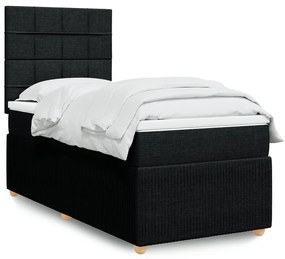 3291913 vidaXL Pat box spring cu saltea, negru, 90x190 cm, textil