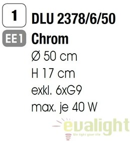 Plafoniera eleganta cristal K9 diam. 50cm Gloria DLU 2378/6/50 chrom OR