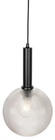 Lampă pendantă de design neagră cu sticlă fumurie - Chico