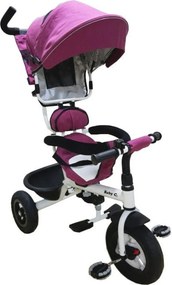 Tricicleta cu copertina Baby Care™ My first Trike , pedale si maner pentru parinti, scaun reversibil cu invartire 360 grade, cadru metalic, Fucsia