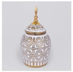 Vază ceramică 28x15 cm auriu/alb