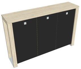 Dulap mediu Verno+ 200 x 46 x 130 cm, uși de sticlă, salcâm / negru