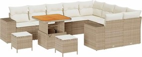 vidaXL Set de canapele pentru grădină cu pernă 12 pcs Bej și crem