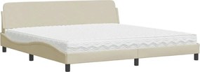 vidaXL Pat cu saltea, Dover, crem, 200x200 cm, textil