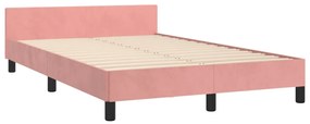 Cadru de pat cu tablie, roz, 120x200 cm, catifea Roz, 120 x 200 cm