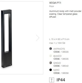 Stalp modern de exterior cu protectie IP44 VEGA PT1 negru 136059